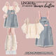 
Mikeshan girls summer suit 2025 new Ouruo style sweet short-sleeved top Academy slimming overalls two-piece set Puff sleeve top + denim overalls 150