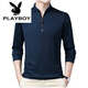 Playboy (Playboy) Pure Cotton Long-Ärmeln T-Shirt Herren lässiger dünner T-Shirt Top Sommer Frühling Herbst Winter im mittleren Alter mit mittleren Alterskragen Basis Langarm Särme 6625 Tiefe Orchid Dünn XL 175 Vorschlag 140-160jin [Jin gleich 0,5 kg]