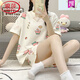 浪莎（LangSha）2025新款睡衣女夏季短袖小个子两件套装韩版套头学生家居服春夏天 1049 M 【建议体重75-95斤】