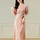 Olj Light Luxury Brand Seidenkleid für Frauen 2025 Sommer neuer kurzärmelige modische sanfte Temperament Mulberry Seidenrock Garnelpulver M Empfohlenes Gewicht 90-110jin [Jin gleich 0,5 kg] Kartencode zum großen Schießen groß