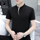 
Playboy (PLAYBOY) high-end stand collar white cotton short-sleeved T-shirt men's summer solid color V-neck sweatshirt trendy top men's polo. White Q691 short sleeve M Recommended 95-115Jin [Jin equals 0.5 kg]