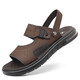 
[Direct sale in the factory] Sandals Men's Summer New Genuine Leather Beach Shoes Men's Middle-aged and Elderly Dual-Soled Sandals Brown 41