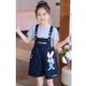 Disney Girls Overalls Anzugs Sommer 2025 Neues Kindermodusanzug Mädchen Judy Kurzärärmelte zweiteilige Bildfarbeanzug 140 Größe 9 ~ 10 Jahre alt [130-140 cm]