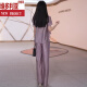 Victoria's style 2025 summer new fashion one-piece suit for women's temperament slim short-sleeved shirt wide-leg pants thin purple suit M [80-105]