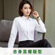 LA海澜之家（HLA）同款）春季女士长袖衬衫韩版修身暗门襟白色衬衣 15604蓝色斜纹V领 39