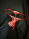 Underwear insertion with video men's fully transparent embroidery hollow one thread seamless underwear low waist thong niche red