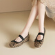 ZHR Single Shoes Damen Sommertemperament Bow weiche flache Mary Jane Lederschuhe Frauen flacher Mund Ballett Frauenschuhe AH683 Leopardendruck 39