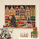 He Jiagong galison winter light Christmas digital oil painting DIY fill coloring hand-painted acrylic oil painting decorative hanging painting qx15841 60*70cm thick solid wood inner frame + decorative outer frame