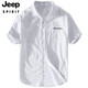 JEEP SPIRIT2025男士条纹衬衫短袖宽松夏季薄款日系休闲百搭棉衬衣夏装衣服 9721白色 M 100斤左右
