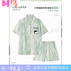 Shinniao peut porter un pyjamas de panda vert à la menthe glace d'été de glace de glace à manches courtes à manches courtes imitation en soie mince de style jeunesse pour la maison z3879 Caton de dessin (short à manches courtes) Style de soie de glace xl