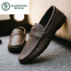 啄木鸟豆豆鞋男2025新款春季男鞋英伦男士休闲皮鞋潮流百搭皮面休闲板鞋 YL-D826棕色 39
