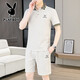 Playboy (Playboy) Casual Short Sleeve Shorts Anzug für Männer 2025 Sommer Trendy Stickerei Mode zweiteilig für Männer Sommer Running Short Sleeves Black 9902 m [Vorgeschlagen 95-110jin [Jin gleich 0,5 kg]]