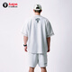 Aape Frühlings- und Sommer-Basketball-Affe-Mann Abzeichen Brief Print V-Ausschnitt Button Lose Trendy Short Sleeve T-Shirt 1473XAM WH2/GRAY L.