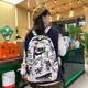 NBA CARES-NIKE书包新款背包六年级初中生潮流高颜值大容量百搭耐脏涂鸦双 耐克NIKE-5009nk满天星黑色 耐克NIKE-带毛绒铃铛挂件