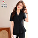Woodpecker Grey Grey à manches courtes ensemble pour les femmes Summer Professional Temperament Wine Manager Tool Beauty Salon Bijoux de travail Vêtements 9732 Single Piece Grey Suit S (80-92Jin [Jin est égal à 0,5 kg]))