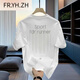 FR.YH.ZH Herculesen cotton short-sleeved summer design printed round neck Korean casual versatile loose trendy half-sleeved shirt Burgundy short-sleeved shirt (9901 front and rear) S Suggestion (90-110Jin [Jin equals 0.5 kg])