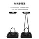 Tianmeiyi women's bag cowhide bowling bag hand grip pleated bag commuter crossbody hand-held shoulder bag birthday gift for girlfriend black
