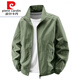 Pierre cardin 2025 new spring and autumn stand-up collar jacket for men thin jacket for men casual spring and autumn waterproof thin style knitted 9928 hooded-khaki M