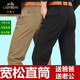Authentic classic car spring and autumn 100% pure cotton casual pants for men's business straight high waist pants for men's middle-aged and elderly versatile trousers LM-H9901FM deep khaki regular 28 [waist circumference 2 feet 1]90-100Jin [Jin equals 0.5 kg]