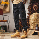JEEP overalls men's casual pants cotton autumn and winter trendy leggings long pants men's Khaki XL