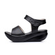 Zapatillas de pescado de Erxu, sandalias de tacón de cuero jurgente, bocadillo de pescado de suela gruesa de verano 42 zapatillas de balanceo 33 Sponge Take tamaño 43 Mother Black [5 cm] 34
