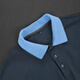 Vestido gordo de Meiyang (Meiyang), textura de perla algodón de algodón contrastante collar de polo flojo suelto vestido de producto nuevo, azul marino (falda larga) s