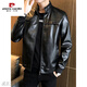 
Pier Cardin men's leather jacket autumn new trendy handsome motorcycle leather jacket stand collar slim regular casual leather jacket BB99 BB9923 [Black] thin M