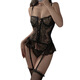 Yusenyi Frauenweste Strumpfband sexy Spitze Perspektive Verführerische Uniform enge Passion Pajama Set 2677 Weiße Lan, Einzelgröße