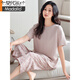 Pajamas modal modal Summer 2025 Nouvelle manche courte Mom mince maman d'âge moyen grande taille Ice de glace d'été Vêtements maison DM13803 m (160): 80-100jin recommandés [Jin est égal à 0,5 kg] à porter