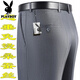 Playboy high-end mulberry silk drooping anti-wrinkle men's trousers in summer thin middle-aged high-waist loose straight-leg professional pants T9906 blue-gray fine thin 38 waist 2 feet 9