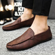 Goldlion 2025 Neue Sommer-Herrenschuhe, Bohnenschuhe, Herren-Trendy British Business Casual Lederschuhe, koreanische Mode faule Schuhe, Yl-D838_Black 39