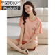 Modal 2025 reines Baumwollsommer-Pyjama Frauen Pullover Pyjamas Sommershorts Shorts komfortable und lässige Heimanzug Frauen Z9859 M [Empfohlen 80-100jin [Jin gleich 0,5 kg] tragen]