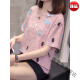 御裳集加大码夏装新款100%纯棉短袖T恤女胖mm洋气圆领遮肚子藏肉上衣女 9902粉色 M 80-95斤