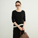 
ROMON sweater women's merino wool fake two-piece spring and autumn top pullover bottom shirt inner matching contrasting color to make it look thinner black M