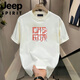 吉普（JEEP）夏季短袖t恤男士夏季新款休闲运动时尚半袖圆领宽松体恤上衣 绅士黑848 4XL 170-190斤