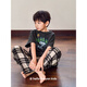 Benny Bear Bear Children's Pajamas Summer Pure Cotton Short Sleeve Trousers Plaid Snoopy Parent-Child Set Girls Large Size Home Clothing TD1105 (can be worn by both boys and girls) 120 (size 10)