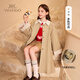 YEEHOO children's windbreaker girls' coat autumn coat mid-length pure cotton Korean style British style over-the-knee top medium-large children's clothing khaki pure cotton fabric 140