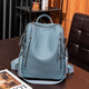 Känguru (Känguru) Echter Leder-Rucksack für Frauen 2024 Neue koreanische Version Vielseitige und modische weiche Lederbeutel Großkapazität Cowhide Dual-Purple Rucksack Trendy Khaki