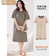 Victoria's style 2025 new nightgown with chest pad for women's summer cotton short-sleeved thin striped mid-length pajamas home clothes skirt with chest pad 14103 L 165 Recommended weight 100-120 Jin [Jin equals 0.5 kg]