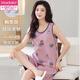 Modal pajamas for women in summer pure cotton sleeveless suspender vest shorts cute cartoon plus size fat mm home clothing two-piece set 9859 L (95-115Jin [Jin equals 0.5 kg])