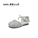 Belle Girls Shoes Princess Style Sandals 2025 Autumn New Shopping Mall Same Style Exquisite Fine Sparkling Stage Sandals 88795C75 Silver 29