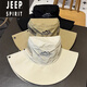 Jeep (JEEP) comfortable cotton and linen fabric mountain sun visor hat for men and women hiking and camping fisherman hat outdoor fishing protection khaki color - quick-drying outdoor fisherman hat head circumference 52-61cm