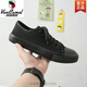 Región occidental Camel Spring Full Black Labor Protection Shoes Cake Cape-Up Flat Flat Work Zapatos Menores Casadas de hombres Zapatos de moda DC-X6621 Sitio web oficial de marca oficial de cámara negra 35 35