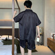 Yalu men's pajamas summer ice silk short-sleeved pants solid color black summer thin boys simulated silk home clothing set 12532 [Yunduo cotton crepe style] XL Recommended height 175 and weight 130-150