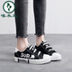 
Woodpecker canvas shoes men's summer breathable shoes men's one-foot laziness shoes men's shoes versatile couples' shoes A1315 black and blue 35