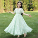 G.DUCK KIDS girls' dress summer 2025 new fashionable children's chiffon floral skirt thin big children's summer cotton skirt 6630 light blue free pearl headband 160 cm