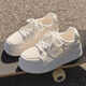 Pájaros carpinteros zapatos blancos pequeños de suela gruesa para mujeres de verano 2025 nuevos zapatos de mujer delgados transpirables con deportes de falda y zapatos casuales para mujeres blancas 36 (230 mm)