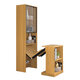 Ecke Klappschreibtisch Buchhandlung integriert in einfache moderne Schüler Home Schreibtisch Computer Schreibtisch Schreibtisch Bücherregal einzelner Schrank + obere Klapptisch gelbe Eiche Länge 1396*3