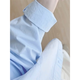 Pure cotton blue shirt for women spring and autumn 2026 new style long-sleeved shirt inside the lapel and Korean style top for small people, blue XL