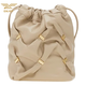 Ferragamo Bucket Bag Women's Bag New Shoulder Bag Drawstring Closure Casual Bag Exquisite and Versatile Beige